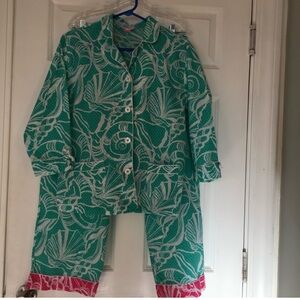 Lilly Pulitzer Green and White Pajama Set